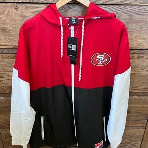 San Francisco 49ers New Era Windbreaker Jacket – Red/Black/White – Men’s (NEW)